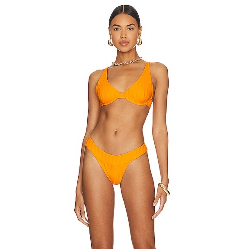 Vitamin A Tangerine Ribbed Bikini Brand New